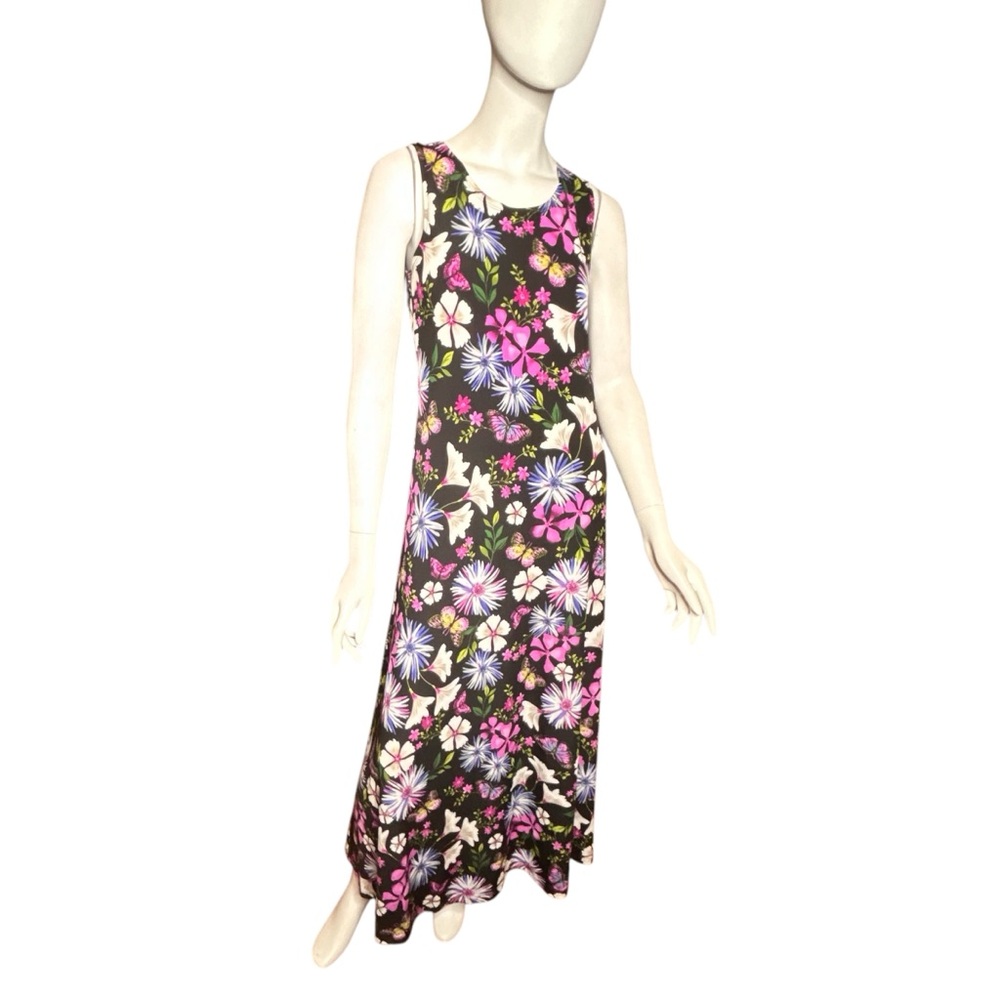 Vintage Y2K Attitudes By Renee Women’s XS Black Floral Butterfly Maxi Dress